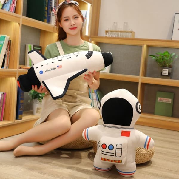 Ny Plysch Astronaut Rymdskeppsleksak Fylld Mjuk Docka Tecknad Kudde Barnleksaker- 50cm--Rocket Style
