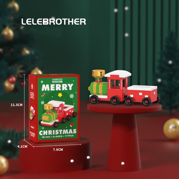 Jultomten Jul Ren Modell Byggklossar Tegelstenar Leksaksset Barnpresent Train 177PCS [color box packaging]
