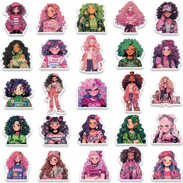 50X Cool Dopamine Girls Stickers Divor Dressing Estetiska Dekaler Telefon Graffiti