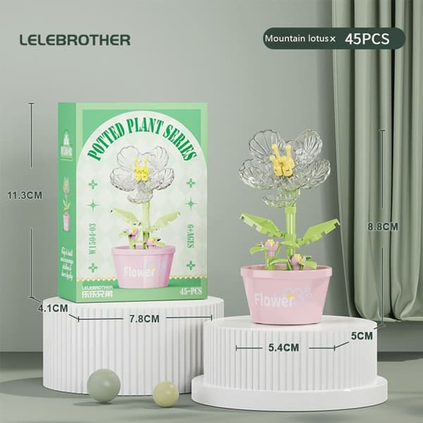 Skrivbordsväxt Heminredning Blomma Krukväxt Byggkloss För Vuxna 5