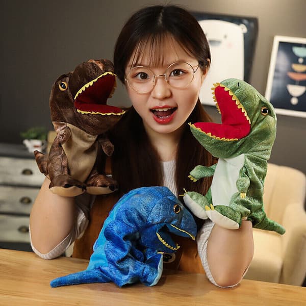 Djurhanddocka Dinosaurie Handskar Verklighetstrogna Mjuka Plyschdockor Barnleksak C
