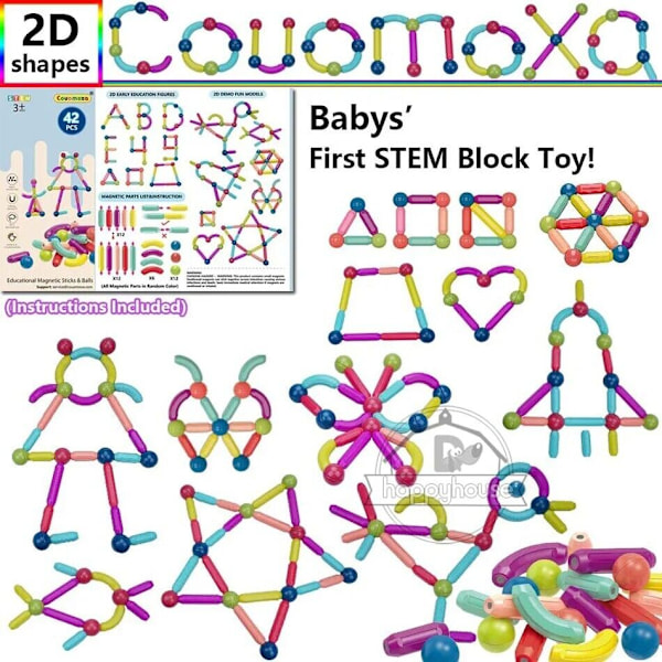 Magnetiska Byggklossar Set Leksaker för Barn Magnetstav Byggklossar 42pc without box