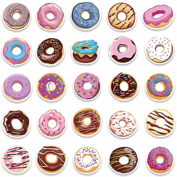 50X Colorful Donut Donut Mat Bageri kök Dekaler Stickers Design Graffiti