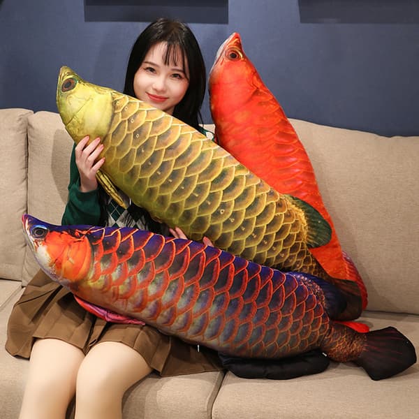 Fisk plysch leksak Gyllene Arowana soffa prydnad fyllda havet kudde Red 60 cm