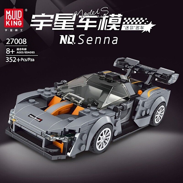 Mould King Mini Bilmodell Set Sportfordon Byggsats 80 Bilar Samlarobjekt 27008 Senna No box