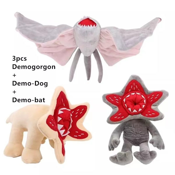 4-pack Stranger Things Demogorgon Demodog Plyschdocka Mjuk Fylld Barnpresent Leksakssats 3pcs(Demogorgon+Demo-Dog+Demo-...