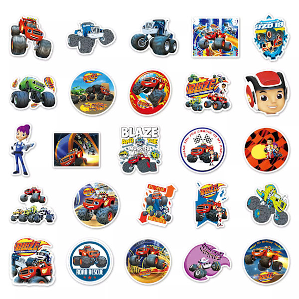 50 st Blaze and the Monster Machines Stickers Lastbil 4 hjul Skateboard Graffiti