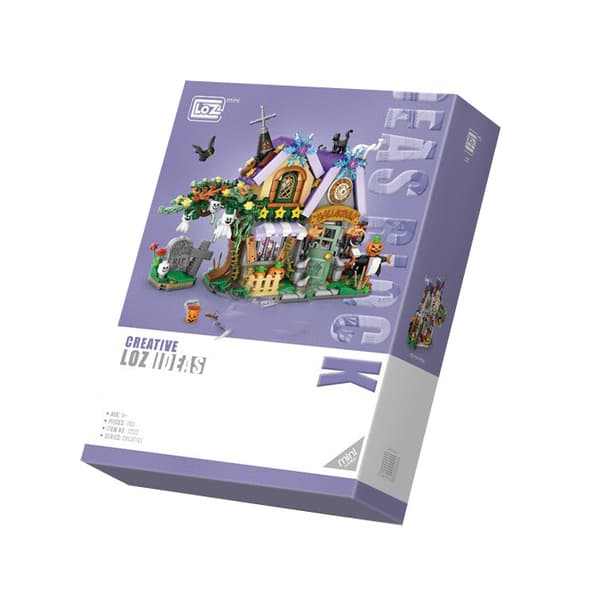 LOZ Halloween Julhus Pumpavagn Mini Gatubyggklossar Leksaker Japan fish store With box