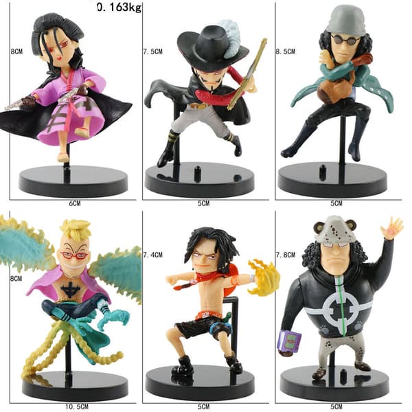 Anime One Piece Monkey·D·Luffy PVC Action Figur Collection Modell Leksaker Julpresent C 6pcs