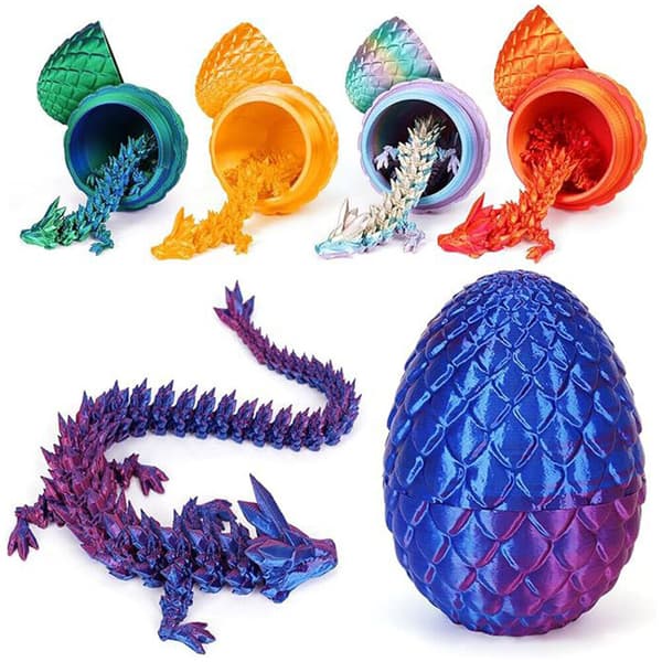 3D-printad Artikulerad Drakägg Kristall Drake med Drakägg Rolig Dekor Green