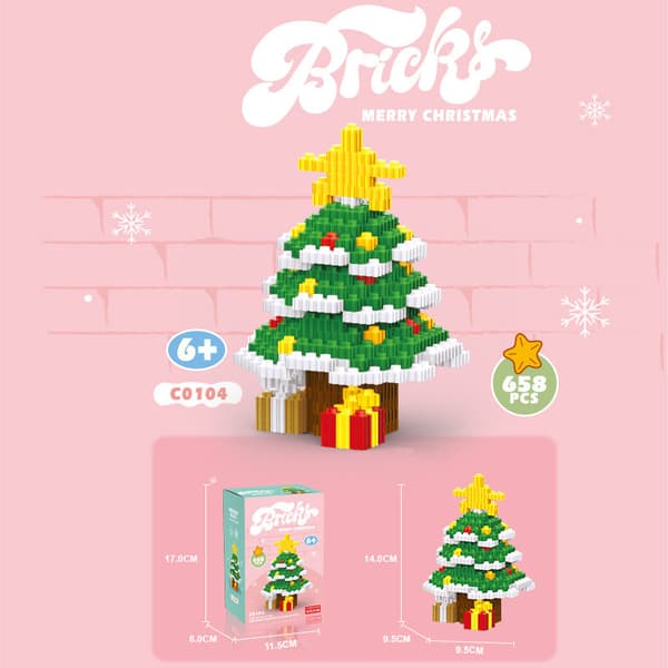 Byggklossar Set Julgran Renar Jultomte Snögubbe För Barn Present DIY 4pcs