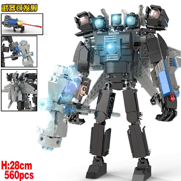 MOC Skibidi Toalett Byggklossar Set Titan Speakerman Cameraman Tvman Klossar 3