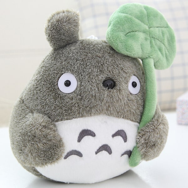 Min granne Totoro Plyschdocka Mjuk Fylld Mörkgrå Löv Totoro Leksakspresent ny 8 0 22cm