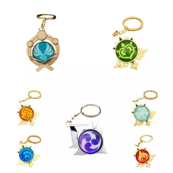 Genshin Impact Seven Elements Nyckelring Geo Anemo Electro Dendro Hydro Pyro Cryo 5