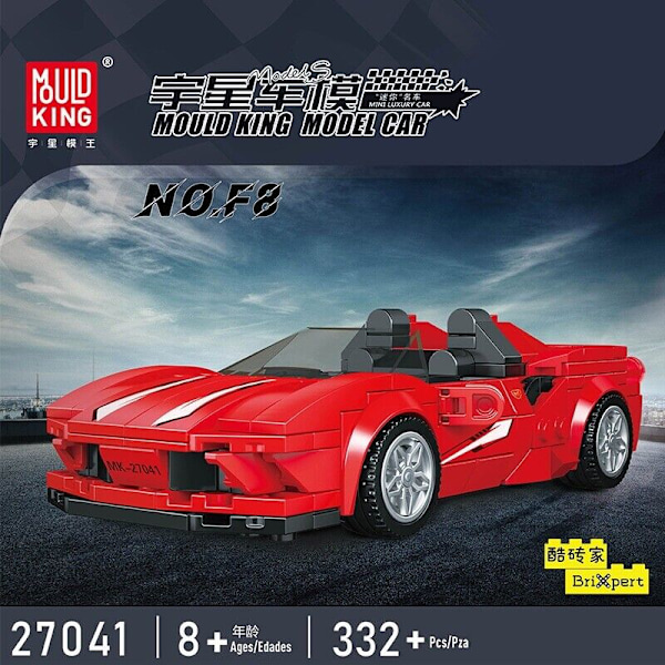 Mould King Mini Bilmodell Set Sportfordon Byggsats 80 Bilar Samlarobjekt 27041 F8 With retail box and acrylic box