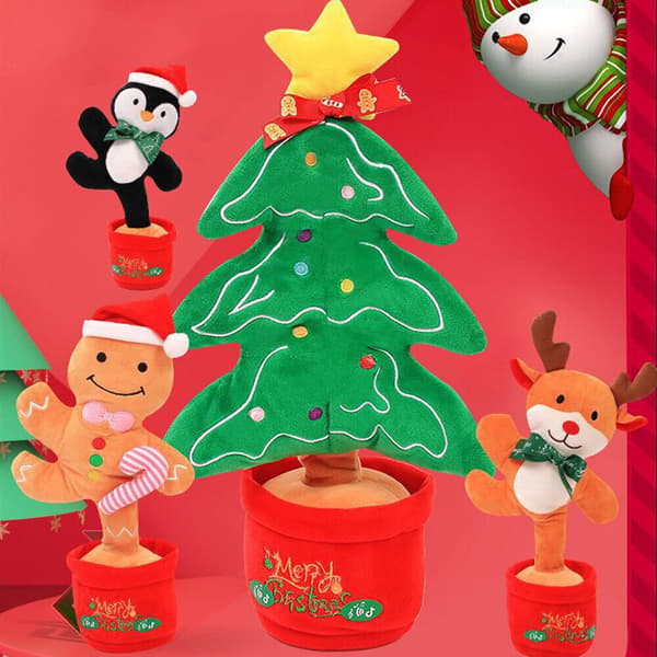 Dansande Plyschleksak Kan Sjunga och Spela In för att Lära Tala Barn Present NY mjuk Christmas tree