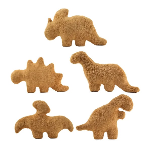 Plushdjur i form av en tecknad dinosaurie, Dino Nugget-kudde, kycklingnuggets Brontosaurus S