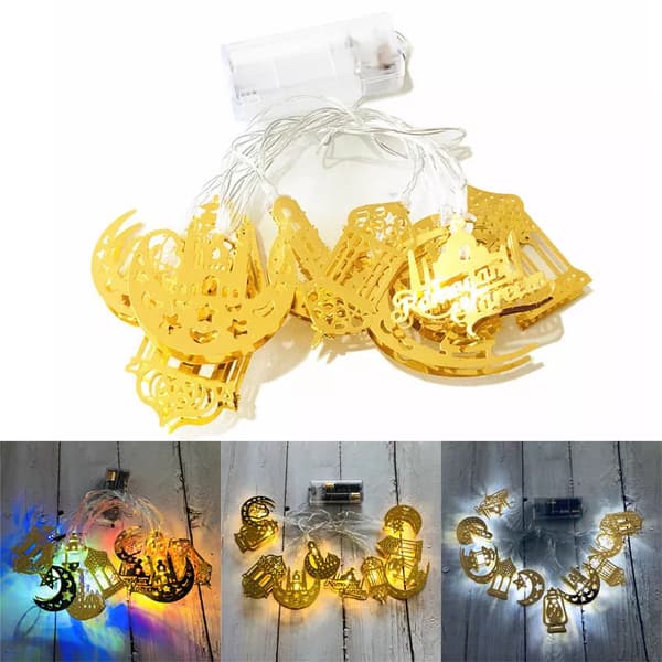 Ramadan Eid Mubarak LED Fairy String Light Moon Star Islam Dekor Hängande Muslim White1 1.65m-10LEDS