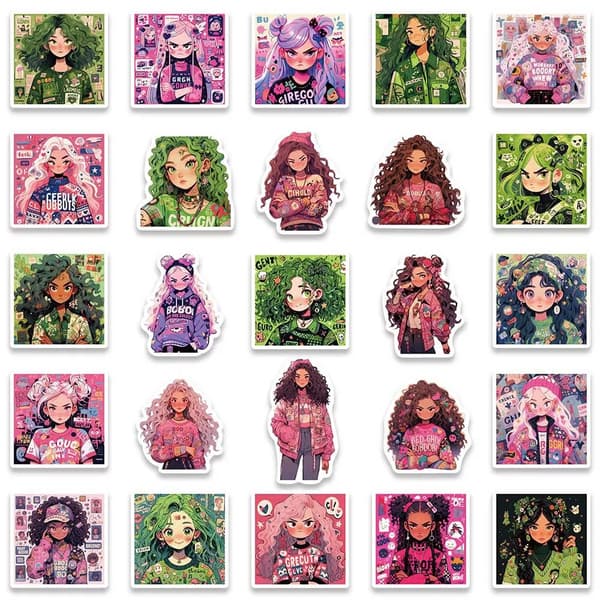 50X Cool Dopamine Girls Stickers Divor Dressing Estetiska Dekaler Telefon Graffiti
