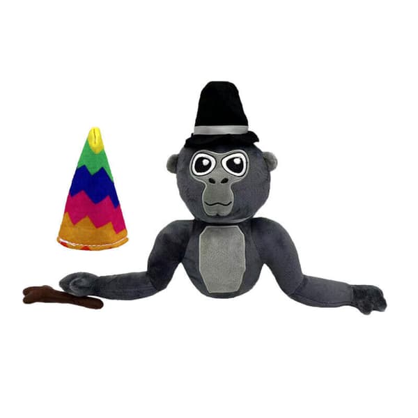 28 cm grå gorilla (ett set med 2 hattar + trädgrenar) plyschgorilla mjuk leksak