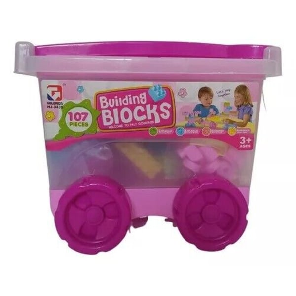 Rymd Byggklossar För Barn Pedagogisk Konstruktionsleksak Set med 150/100 st Pink Push Trolley - 103 Pcs