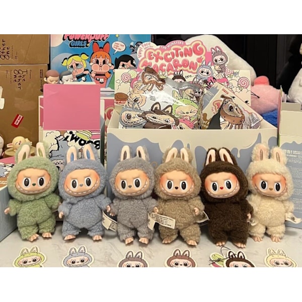 ÄKTA POP MART LABUBU the Monsters Spännande Macaron Hänge plysch FÖRSEGLAD PÅSE Toffee