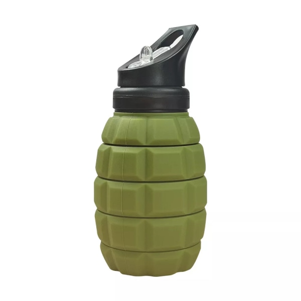 Hopfällbar resevattenflaska18oz Återanvändbar BPA-fri silikonvikbar grå army green