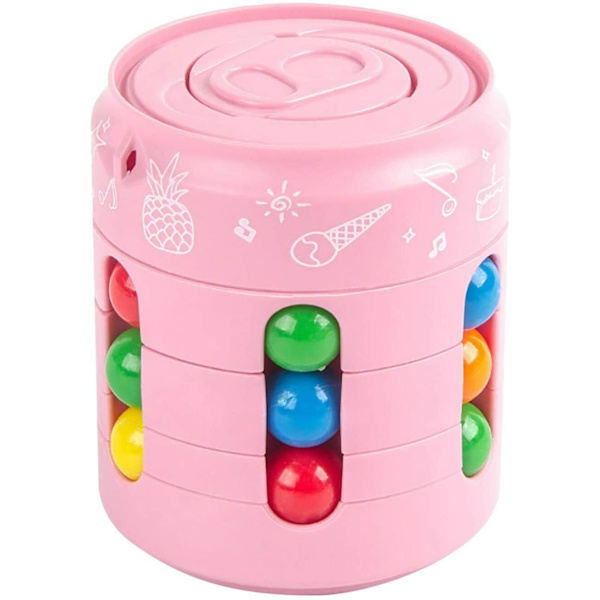 Magic Cube Dekompression Gyro Stress Reliever Leksaker Fidget Toy Plast Activity Rotating Spinner Cube (Pink)