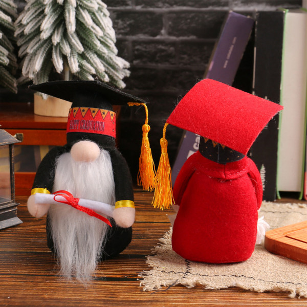 Graduate Gnome Plysch Doll Ansiktslös Gnome Doll Med Graduate Cap Black
