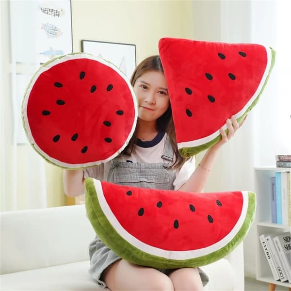 Ny simulering vattenmelon plysch kudde Mjuk fylld plysch Real Life fruktleksaker triangle