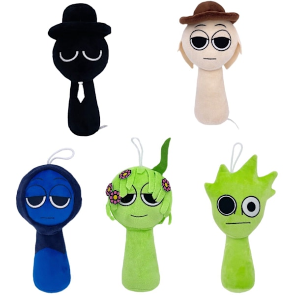 5-delars Set Sprunki Mjuka Plyschleksaker Plyschdocka 25 cm Sprunki Skräckspel Tecknad 2