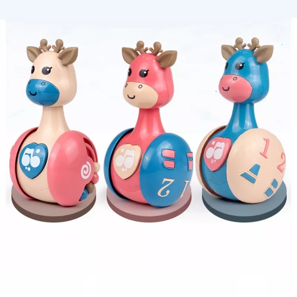 Barnleksak Söt Cartoon Giraff Rassel Tumlare Docka För Baby Tre Färger 3#