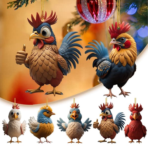 Animal Chicken Rooster Series Tree Pendant Akryl Ornament Pendant Decorating C