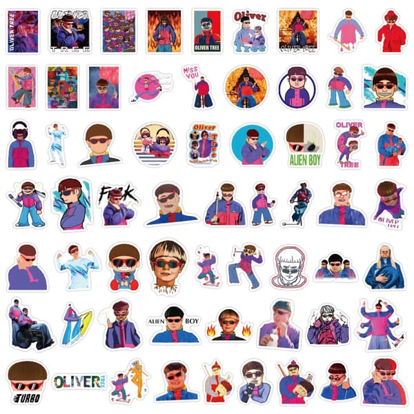 60X Oliver Tree Life Goes On Stickers Scrapbook Hydro Flask Guitar Mug Graffiti