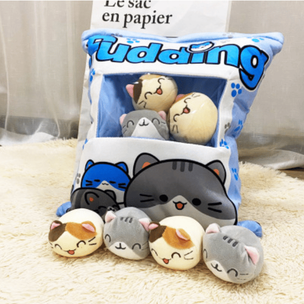 8st Mumsig plysch En påse med snackskuddar Djurdockor Leksaker Kudde Barnpresenter blue cat 45CM*35CM