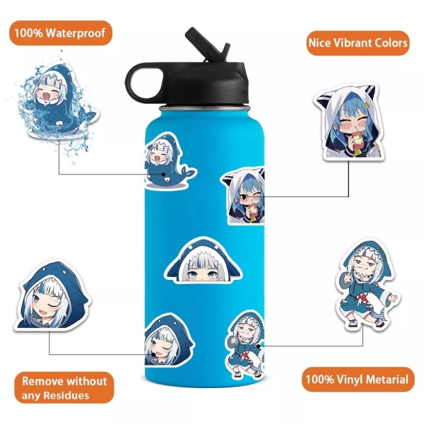 60X Hololive Vtuber Anime Stickers Laptop Phone Scrapbook Dekal Virtual Youtuber