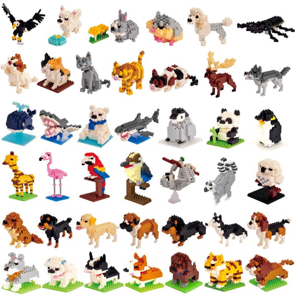 Mini Byggklossar 3D Djur Diamantmodell Mikrokloss Hund Katt Fågel Älg Varg A7 corgi