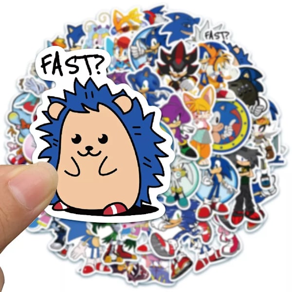 50X Sonic Stickers Mobiltelefon Laptop Dekal DIY Skateboard Party Bag Prisgåva