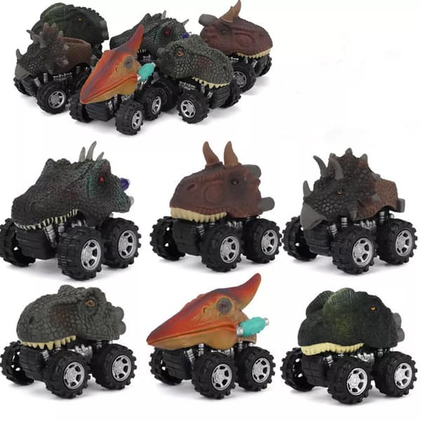 4st Dinosauriebilar Pull Back Vehicle Set Mini Djur Bil Pojkar Leksaker Födelsedagspresent