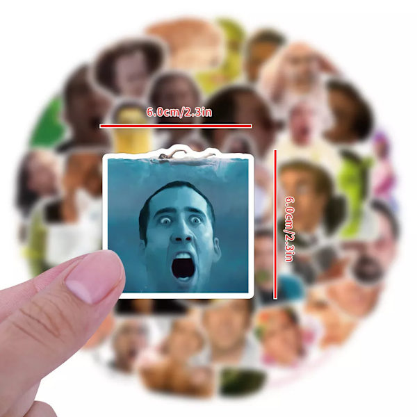 50X Nicolas Cage Meme Protrait Stickers Skådespelare Gitarr Hydro Flask Notebook Telefon