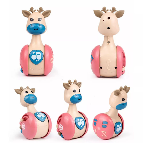 Barnleksak Söt Cartoon Giraff Rassel Tumlare Docka För Baby Tre Färger 2#