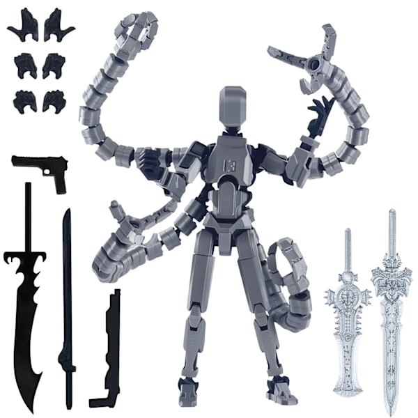 Titan 13 Actionfigur 3D-printad T13 Multi-ledad Rörlig Robot Med Komplett Set Fluorescence Yellow