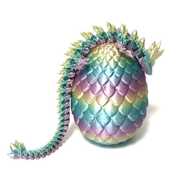 3D-printad Artikulerad Drakägg Kristall Drake med Drakägg Rolig Dekor Green