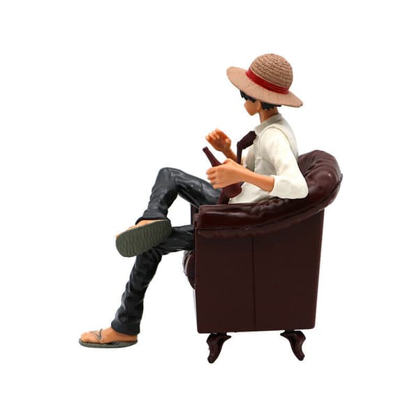 ONE PIECE Anime Luffy med soffa Actionfigur Topper Leksakstårta Bildekoration Presenter White