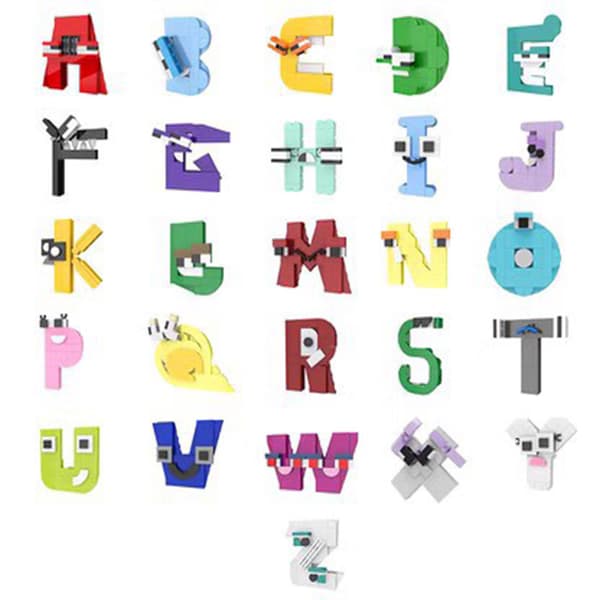 MOC Byggklossar Set Pusselmontering bokstav Monster legend-serien Gåva Lowercase 26 letters