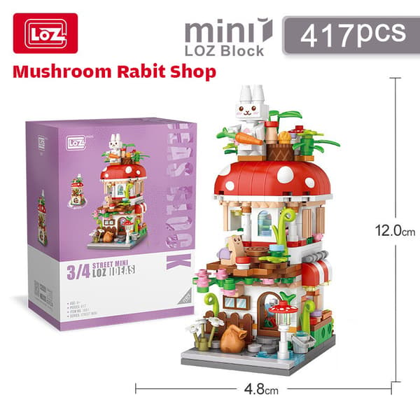 LOZ Mini Blocks Gatuvy DIY Byggset Mikro Radhus Modell Kreativ Gåva Hot pot With box
