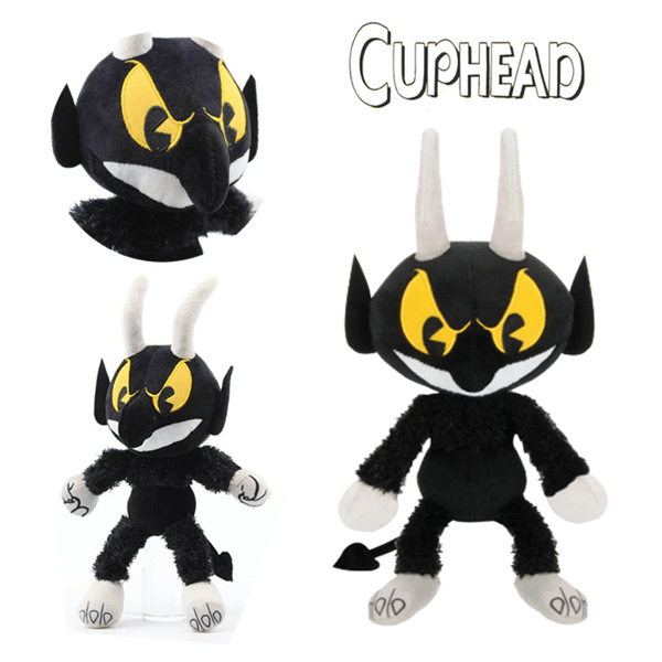 Ljusa färgglada Cuphead Mugman Devil Boss Plyschleksak Gosedjur docka för barn
