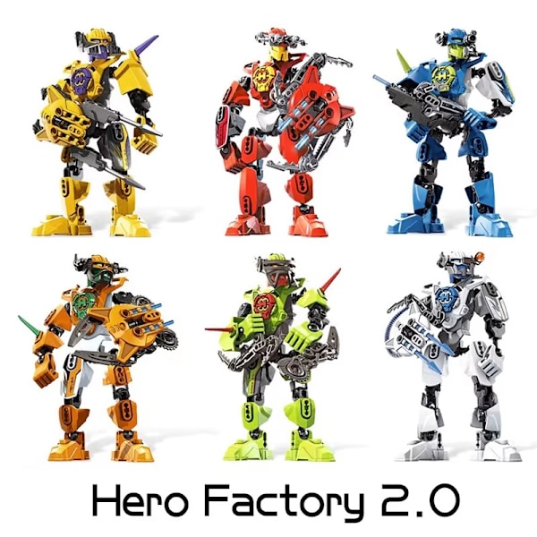 Hero Factory Star Warrior Bionicle Byggklossar Mech Modell för Barn 6Set (366_200004763) No Original Box (366_200004763)