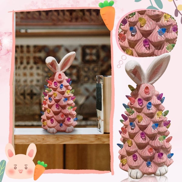 Bunny Tree Påskhare Staty dekoration inomhus vår bordsskiva påsk dekor