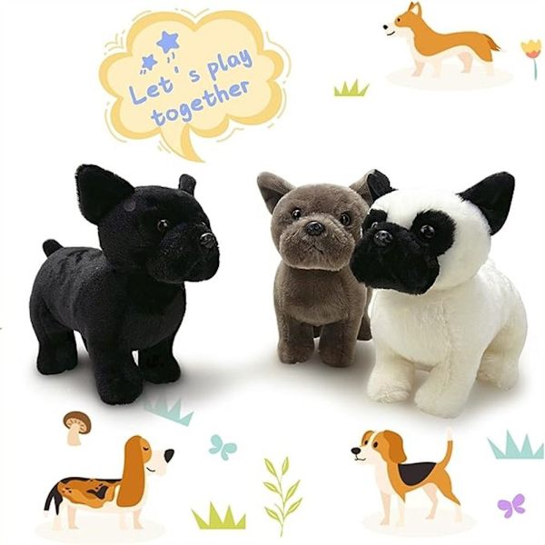 Naturtrogna djur Fransk Bulldog Plysch Uppstoppade Hundar Hunddjur Barnleksak Brown